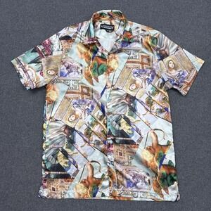 Fresh Prints Renaissance Art Button Shirt Mens Medium Baroque Angel Print